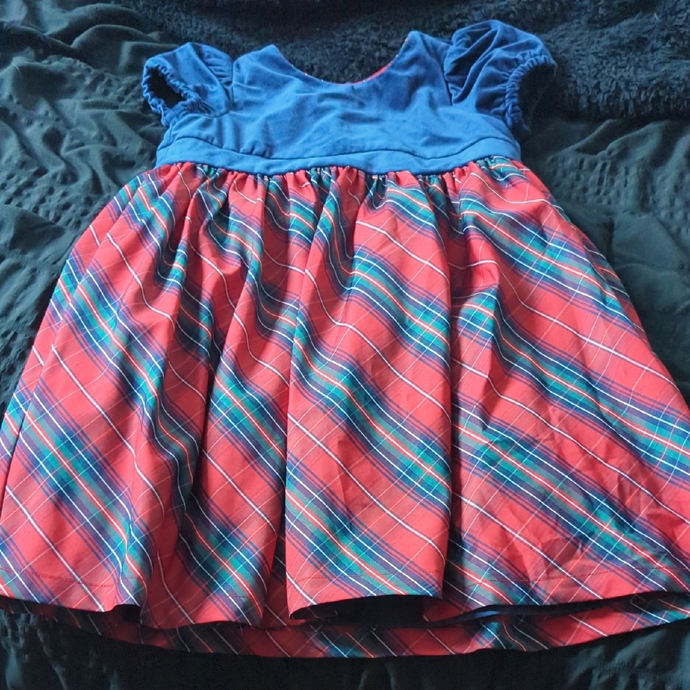 Max Studio Red and Blue Plaid Kids Dress